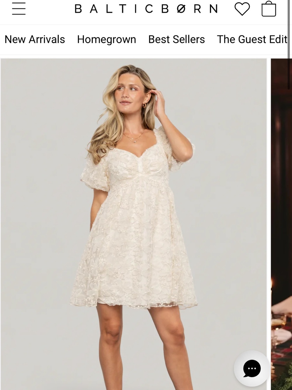 Baltic Born Ivory Lace Mini Dress with Sweetheart Neckline